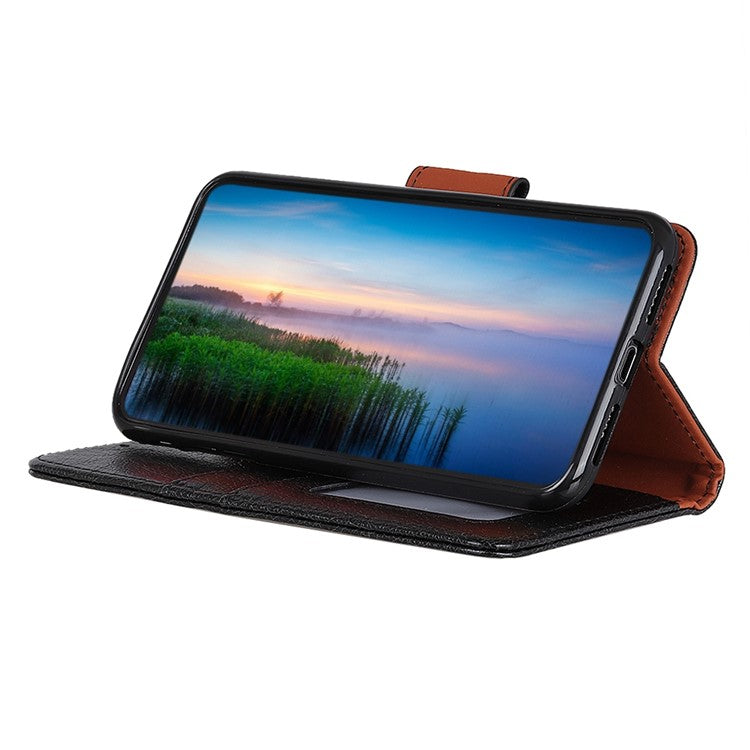 For OnePlus 10T 5G / Ace Pro 5G Anti-scratch Split Leather Flip Case Nappa Texture Magnetic Closure Phone Wallet Cover with Stand - Black