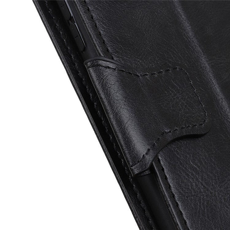 For OnePlus 10T 5G / Ace Pro 5G Anti-scratch Crazy Horse Texture Split Leather Case Wallet Stand Function Magnetic Mobile Phone Shell - Black