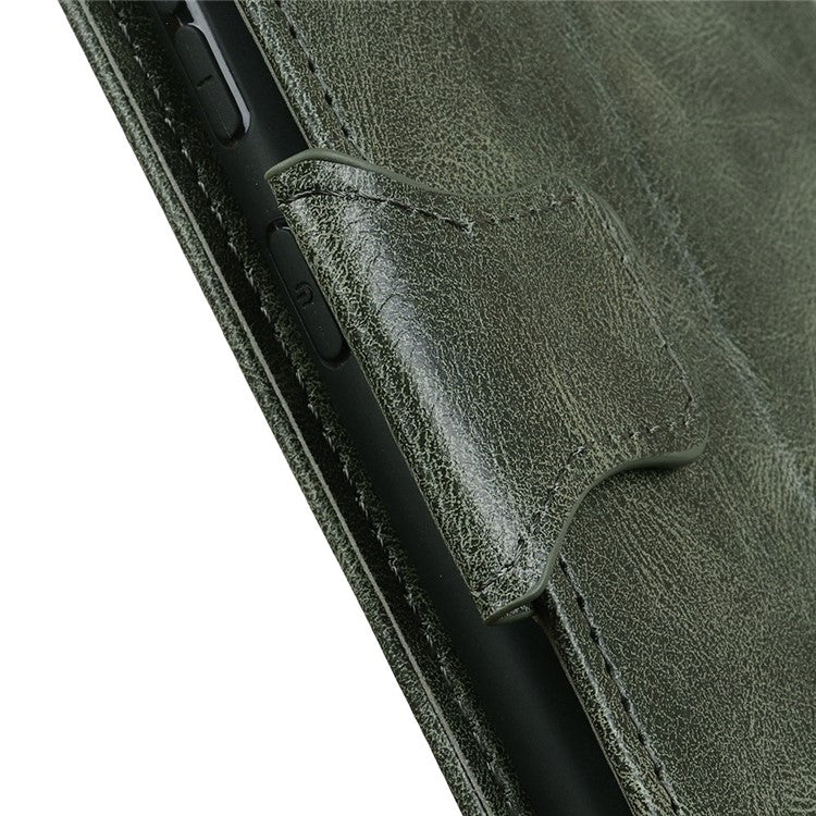 For OnePlus 10T 5G / Ace Pro 5G Anti-scratch Crazy Horse Texture Split Leather Case Wallet Stand Function Magnetic Mobile Phone Shell - Blackish Green