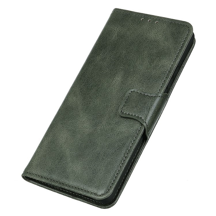 For OnePlus 10T 5G / Ace Pro 5G Anti-scratch Crazy Horse Texture Split Leather Case Wallet Stand Function Magnetic Mobile Phone Shell - Blackish Green