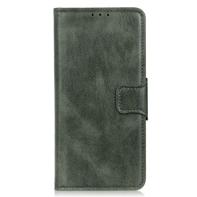 For OnePlus 10T 5G / Ace Pro 5G Anti-scratch Crazy Horse Texture Split Leather Case Wallet Stand Function Magnetic Mobile Phone Shell - Blackish Green
