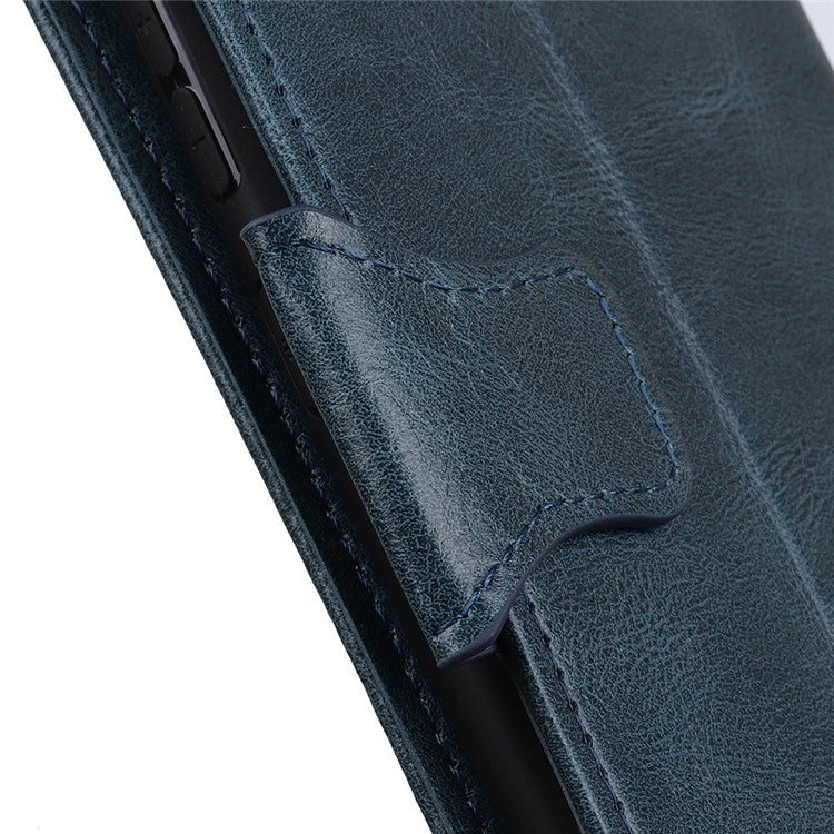 For OnePlus 10T 5G / Ace Pro 5G Anti-scratch Crazy Horse Texture Split Leather Case Wallet Stand Function Magnetic Mobile Phone Shell - Blue