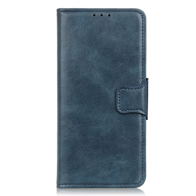 For OnePlus 10T 5G / Ace Pro 5G Anti-scratch Crazy Horse Texture Split Leather Case Wallet Stand Function Magnetic Mobile Phone Shell - Blue