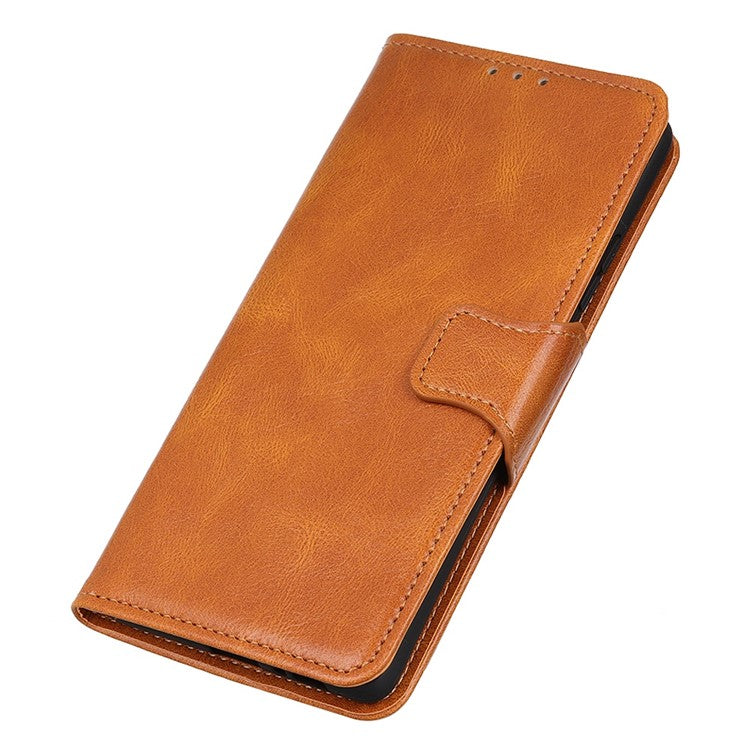 For OnePlus 10T 5G / Ace Pro 5G Anti-scratch Crazy Horse Texture Split Leather Case Wallet Stand Function Magnetic Mobile Phone Shell - Brown