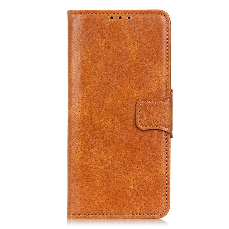 For OnePlus 10T 5G / Ace Pro 5G Anti-scratch Crazy Horse Texture Split Leather Case Wallet Stand Function Magnetic Mobile Phone Shell - Brown