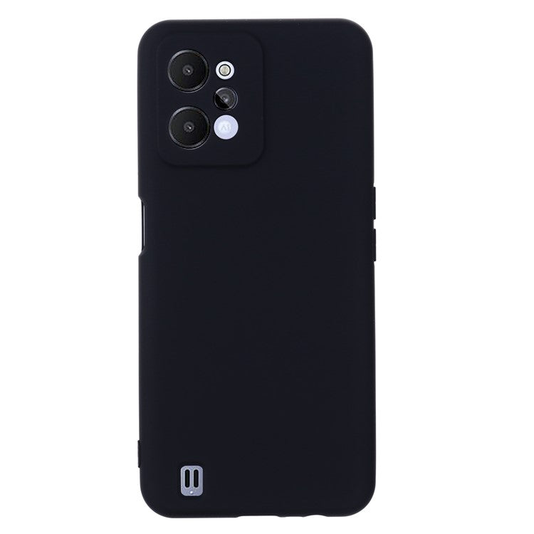 For Realme C31 Liquid Silicone Phone Case, Thickening Design Soft Microfiber Lining Cushion Anti-Scratch Protective Cover - Black