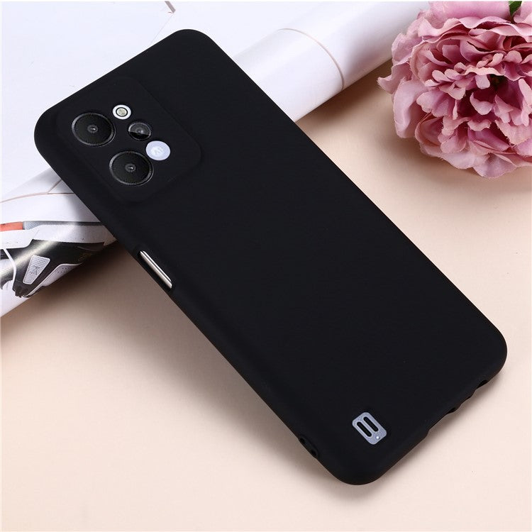 For Realme C31 Liquid Silicone Phone Case, Thickening Design Soft Microfiber Lining Cushion Anti-Scratch Protective Cover - Black