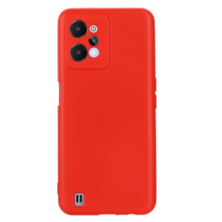 For Realme C31 Liquid Silicone Phone Case, Thickening Design Soft Microfiber Lining Cushion Anti-Scratch Protective Cover - Red