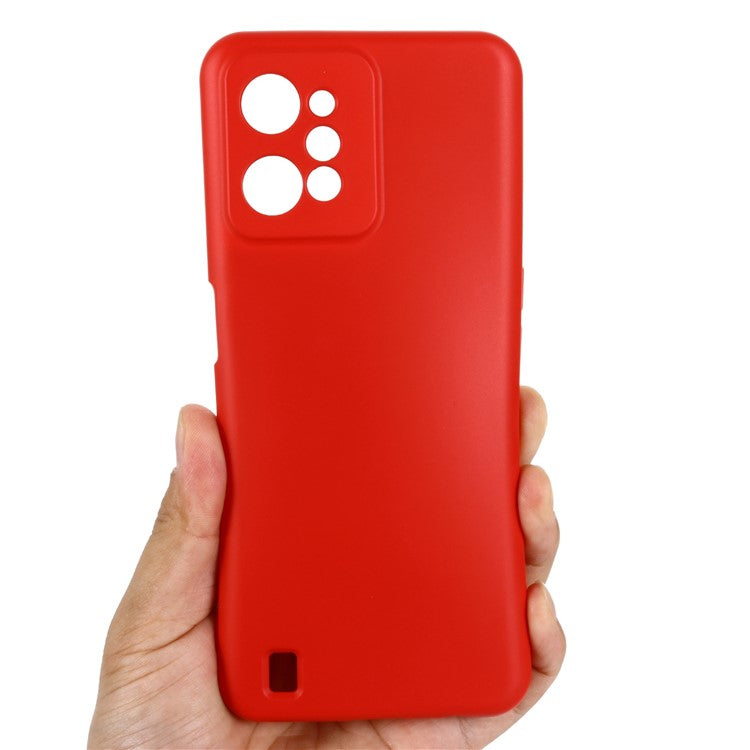For Realme C31 Liquid Silicone Phone Case, Thickening Design Soft Microfiber Lining Cushion Anti-Scratch Protective Cover - Red
