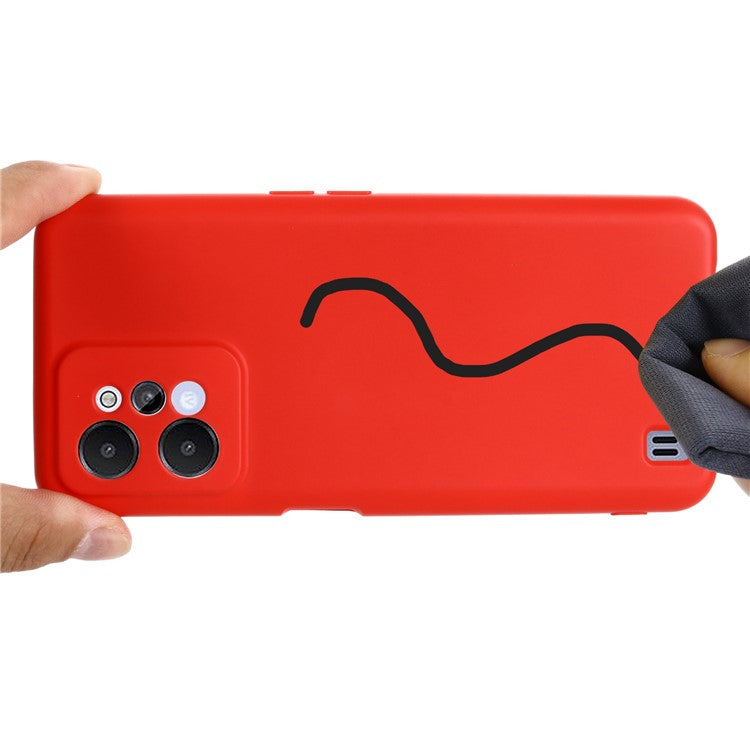 For Realme C31 Liquid Silicone Phone Case, Thickening Design Soft Microfiber Lining Cushion Anti-Scratch Protective Cover - Red