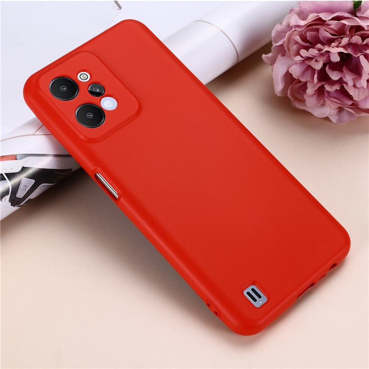 For Realme C31 Liquid Silicone Phone Case, Thickening Design Soft Microfiber Lining Cushion Anti-Scratch Protective Cover - Red