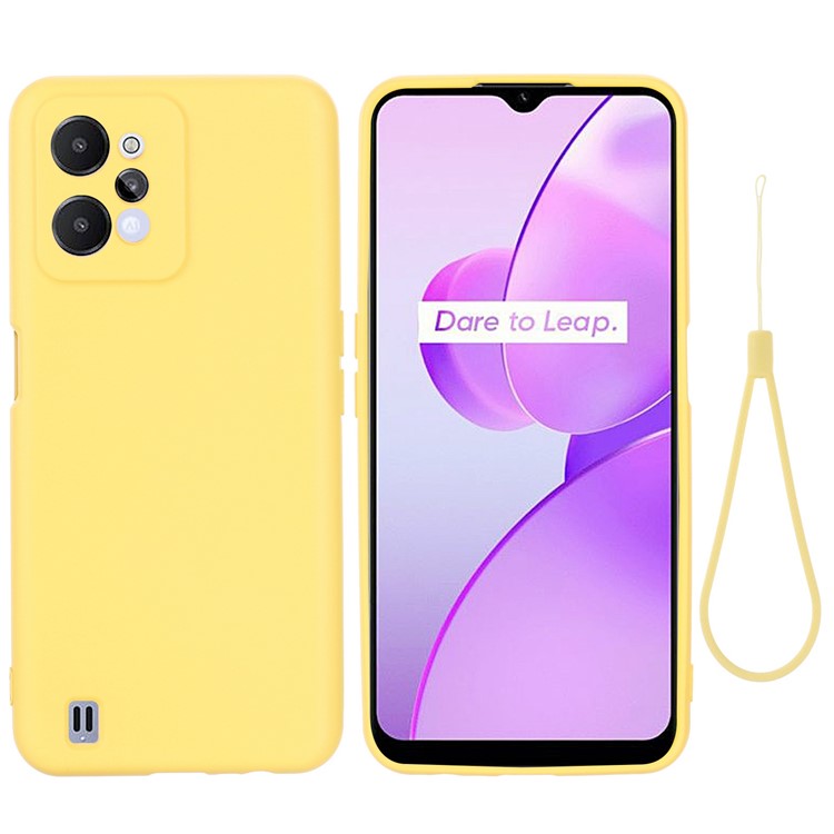 For Realme C31 Liquid Silicone Phone Case, Thickening Design Soft Microfiber Lining Cushion Anti-Scratch Protective Cover - Yellow