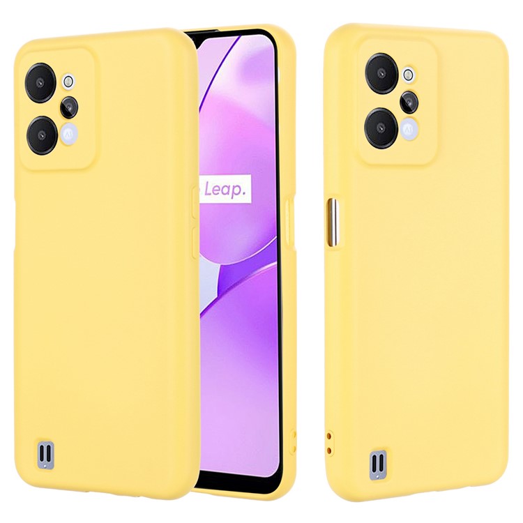 For Realme C31 Liquid Silicone Phone Case, Thickening Design Soft Microfiber Lining Cushion Anti-Scratch Protective Cover - Yellow