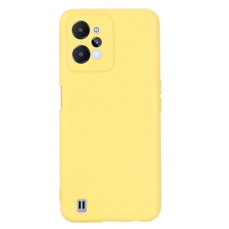 For Realme C31 Liquid Silicone Phone Case, Thickening Design Soft Microfiber Lining Cushion Anti-Scratch Protective Cover - Yellow