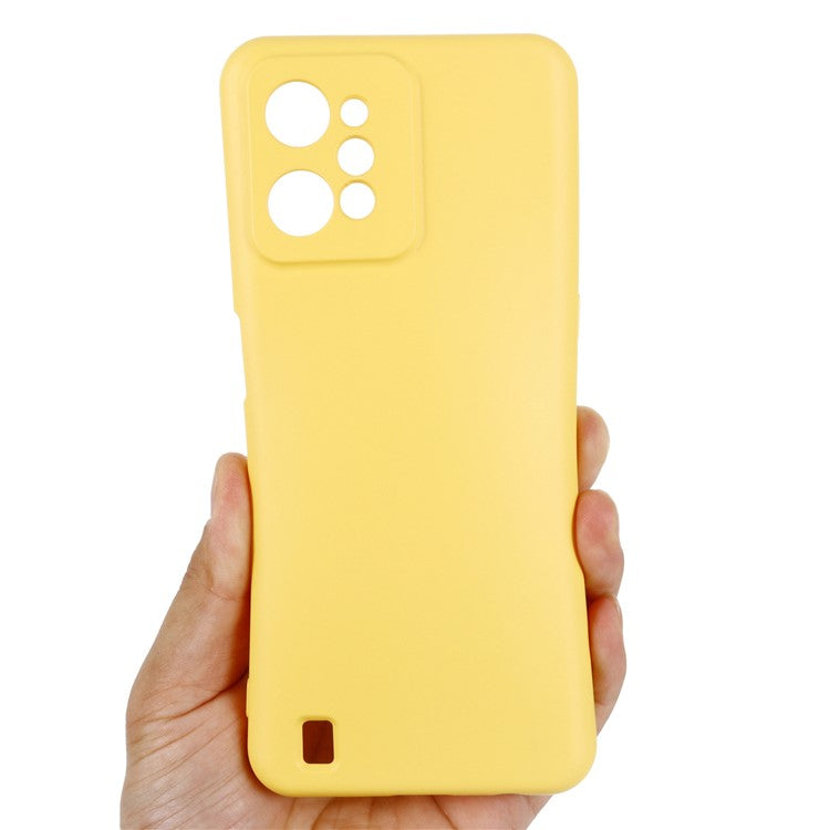 For Realme C31 Liquid Silicone Phone Case, Thickening Design Soft Microfiber Lining Cushion Anti-Scratch Protective Cover - Yellow