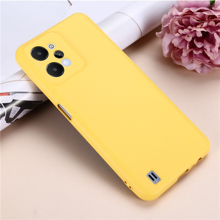 For Realme C31 Liquid Silicone Phone Case, Thickening Design Soft Microfiber Lining Cushion Anti-Scratch Protective Cover - Yellow