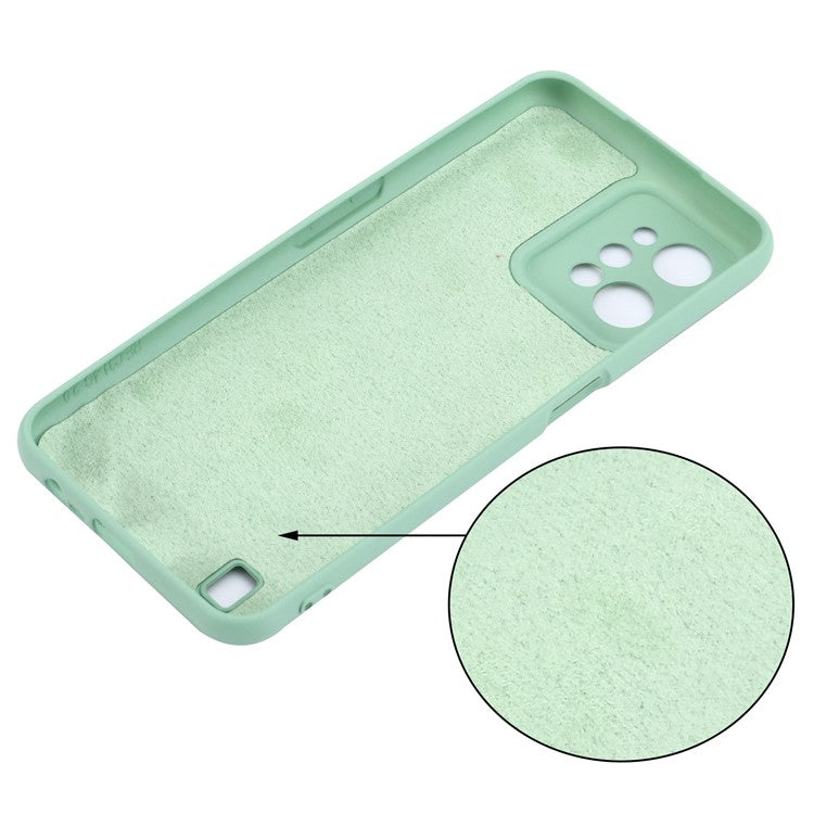 For Realme C31 Liquid Silicone Phone Case, Thickening Design Soft Microfiber Lining Cushion Anti-Scratch Protective Cover - Green