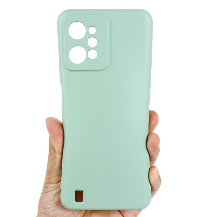For Realme C31 Liquid Silicone Phone Case, Thickening Design Soft Microfiber Lining Cushion Anti-Scratch Protective Cover - Green