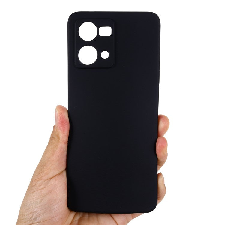 Liquid Silicone Phone Case for Oppo Reno7 4G / F21 Pro 4G, Thickening Design Soft Microfiber Lining Cushion Anti-Scratch Protective Cover - Black
