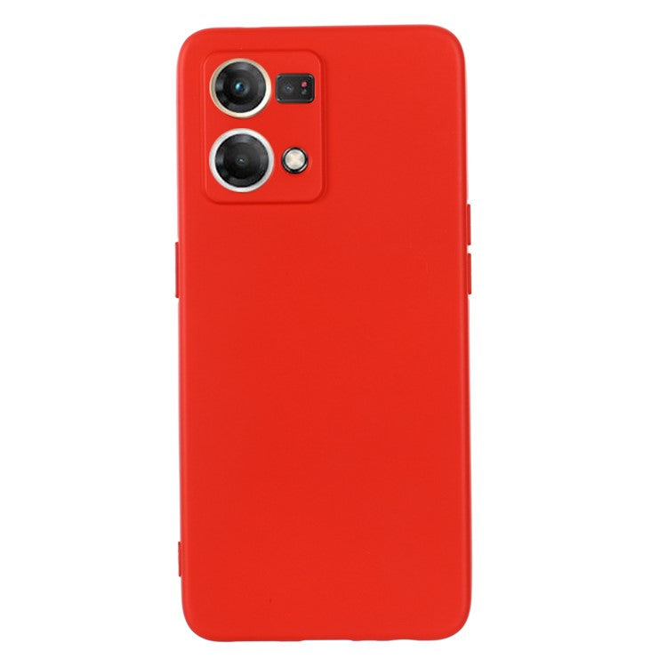 Liquid Silicone Phone Case for Oppo Reno7 4G / F21 Pro 4G, Thickening Design Soft Microfiber Lining Cushion Anti-Scratch Protective Cover - Red