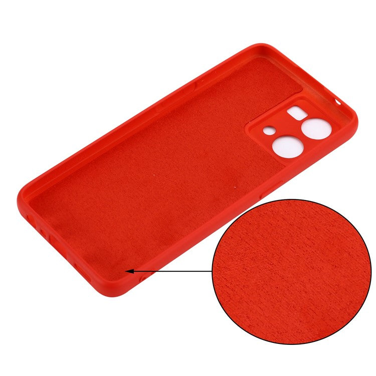 Liquid Silicone Phone Case for Oppo Reno7 4G / F21 Pro 4G, Thickening Design Soft Microfiber Lining Cushion Anti-Scratch Protective Cover - Red