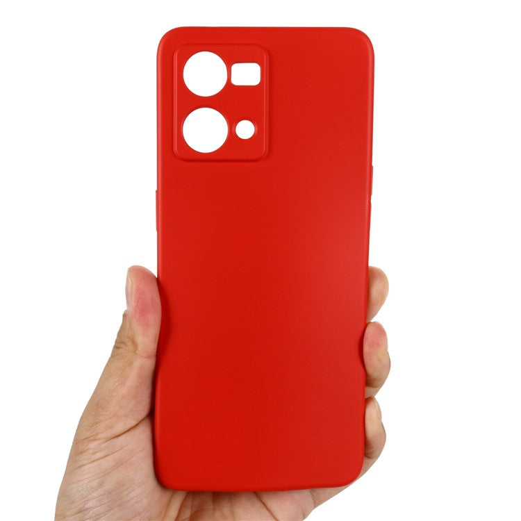 Liquid Silicone Phone Case for Oppo Reno7 4G / F21 Pro 4G, Thickening Design Soft Microfiber Lining Cushion Anti-Scratch Protective Cover - Red