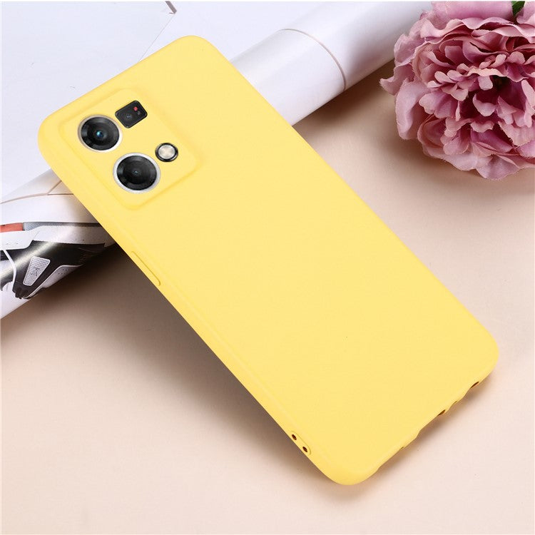 Liquid Silicone Phone Case for Oppo Reno7 4G / F21 Pro 4G, Thickening Design Soft Microfiber Lining Cushion Anti-Scratch Protective Cover - Yellow