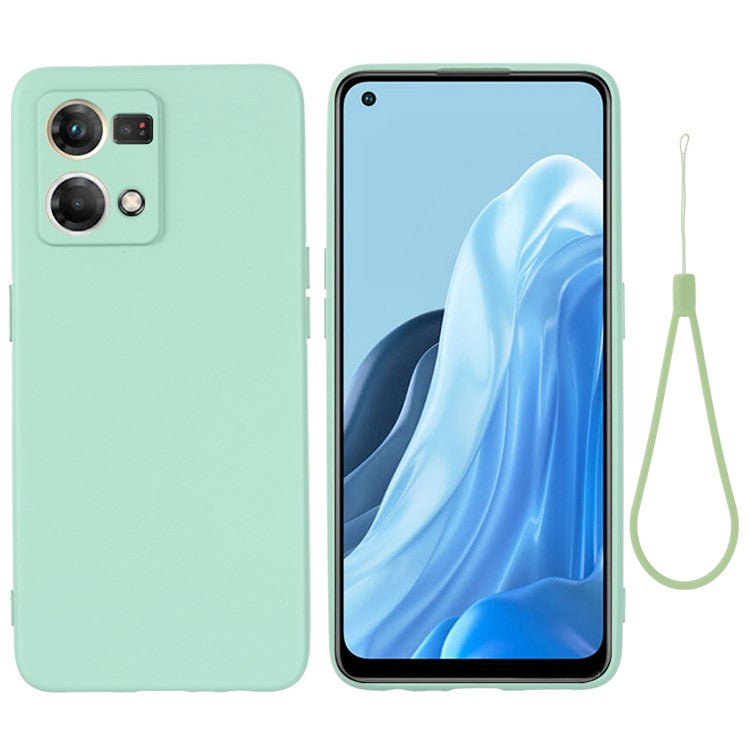 Liquid Silicone Phone Case for Oppo Reno7 4G / F21 Pro 4G, Thickening Design Soft Microfiber Lining Cushion Anti-Scratch Protective Cover - Green