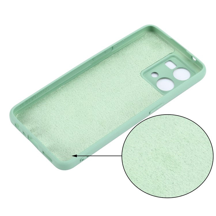 Liquid Silicone Phone Case for Oppo Reno7 4G / F21 Pro 4G, Thickening Design Soft Microfiber Lining Cushion Anti-Scratch Protective Cover - Green