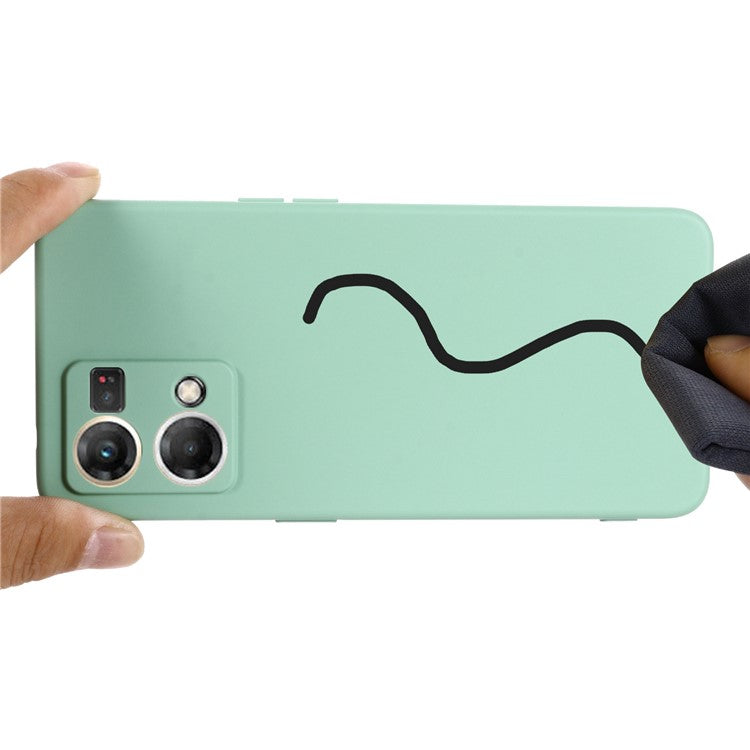 Liquid Silicone Phone Case for Oppo Reno7 4G / F21 Pro 4G, Thickening Design Soft Microfiber Lining Cushion Anti-Scratch Protective Cover - Green