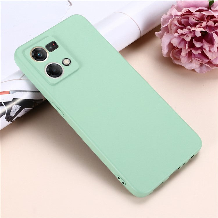 Liquid Silicone Phone Case for Oppo Reno7 4G / F21 Pro 4G, Thickening Design Soft Microfiber Lining Cushion Anti-Scratch Protective Cover - Green