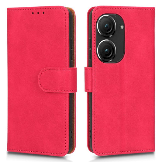 For Asus Zenfone 9 5G Skin-Touch Feeling Phone Wallet Stand Case PU Leather Magnetic Clasp Shockproof Cover - Rose