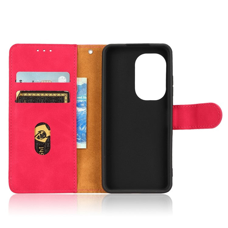 For Asus Zenfone 9 5G Skin-Touch Feeling Phone Wallet Stand Case PU Leather Magnetic Clasp Shockproof Cover - Rose