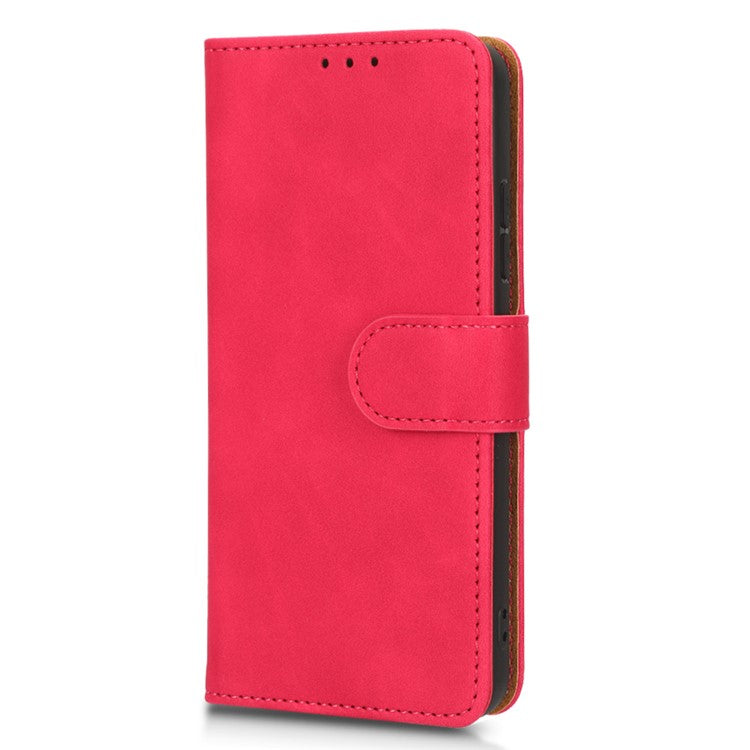 For Asus Zenfone 9 5G Skin-Touch Feeling Phone Wallet Stand Case PU Leather Magnetic Clasp Shockproof Cover - Rose