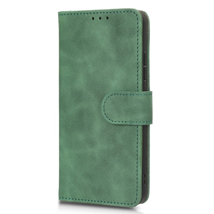 For Asus Zenfone 9 5G Skin-Touch Feeling Phone Wallet Stand Case PU Leather Magnetic Clasp Shockproof Cover - Green