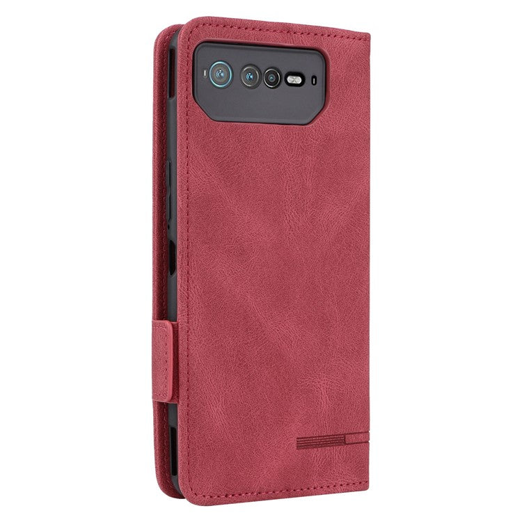 Hardware Decor Phone Case for Asus ROG Phone 6 5G, Dual Magnetic Clasp PU Leather Anti-drop Wallet Stand Shell - Rose
