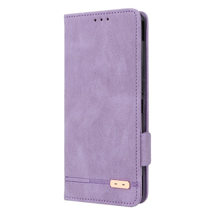 Hardware Decor Phone Case for Asus ROG Phone 6 5G, Dual Magnetic Clasp PU Leather Anti-drop Wallet Stand Shell - Purple