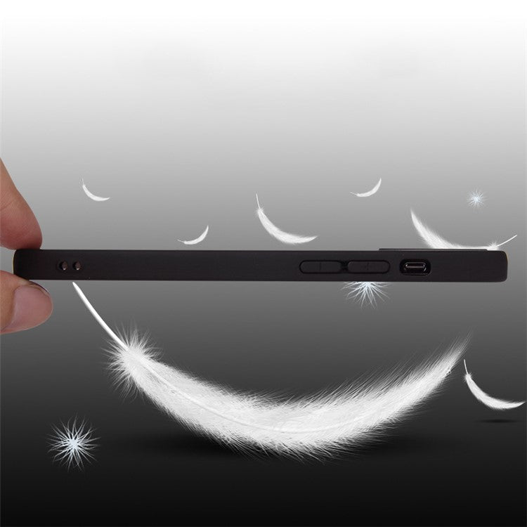 For-iPhone-14-/-13-Matte-Surface-Flexible-TPU-Phone-Cover-Anti-Drop-Back-Case---Black