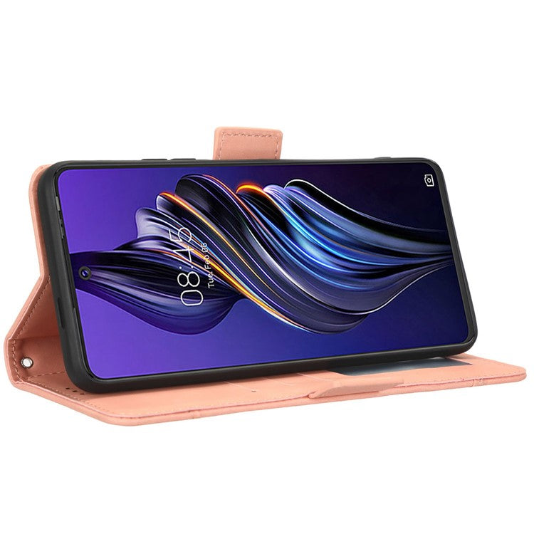 For TECNO Pova 3 4G Multiple Card Slots Fully Wrapped PU Leather Flip Stand Wallet Case Dual Magnetic Clasp Phone Cover - Pink