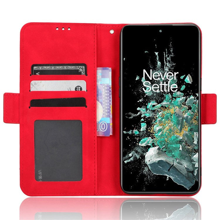 Shockproof Phone Cover For OnePlus 10T 5G / Ace Pro 5G, PU Leather Flip Wallet Case with Multiple Card Slots - Red