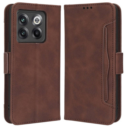 Shockproof Phone Cover For OnePlus 10T 5G / Ace Pro 5G, PU Leather Flip Wallet Case with Multiple Card Slots - Brown