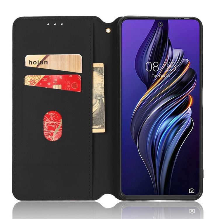 For TECNO Pova 3 4G LF7n Case Imprinting Rhombus Wallet PU Leather Stand Full Protection Phone Cover - Red