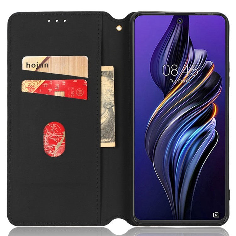 For TECNO Pova 3 4G LF7n Case Imprinting Rhombus Wallet PU Leather Stand Full Protection Phone Cover - Blue