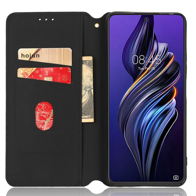 For TECNO Pova 3 4G LF7n Case Imprinting Rhombus Wallet PU Leather Stand Full Protection Phone Cover - Brown