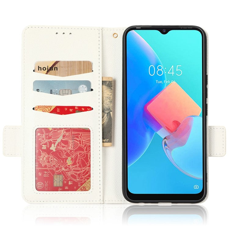 For TECNO Spark 8C 4G / Spark Go 2022 KG5 Case Litchi Texture Phone Cover PU Leather Wallet Stand - White