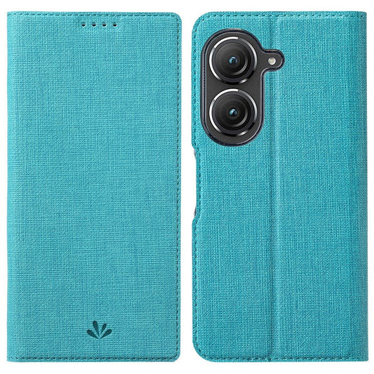 VILI DMX Series Phone Case for Asus Zenfone 9 5G, Full Protection PU Leather Phone Shell Stand Cover with Card Slot - Blue