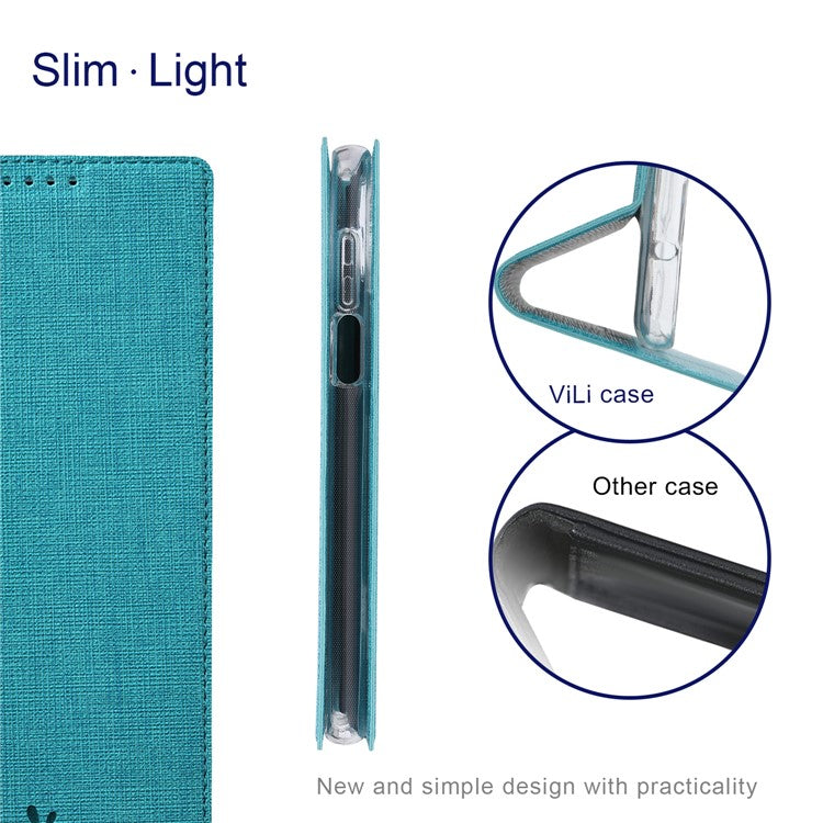 VILI DMX Series Phone Case for Asus Zenfone 9 5G, Full Protection PU Leather Phone Shell Stand Cover with Card Slot - Blue