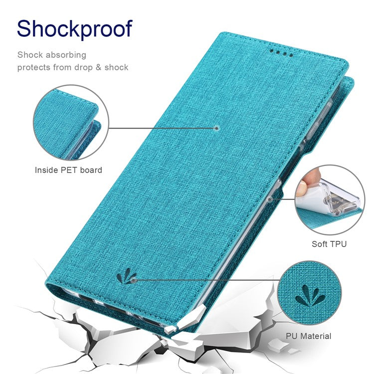 VILI DMX Series Phone Case for Asus Zenfone 9 5G, Full Protection PU Leather Phone Shell Stand Cover with Card Slot - Blue