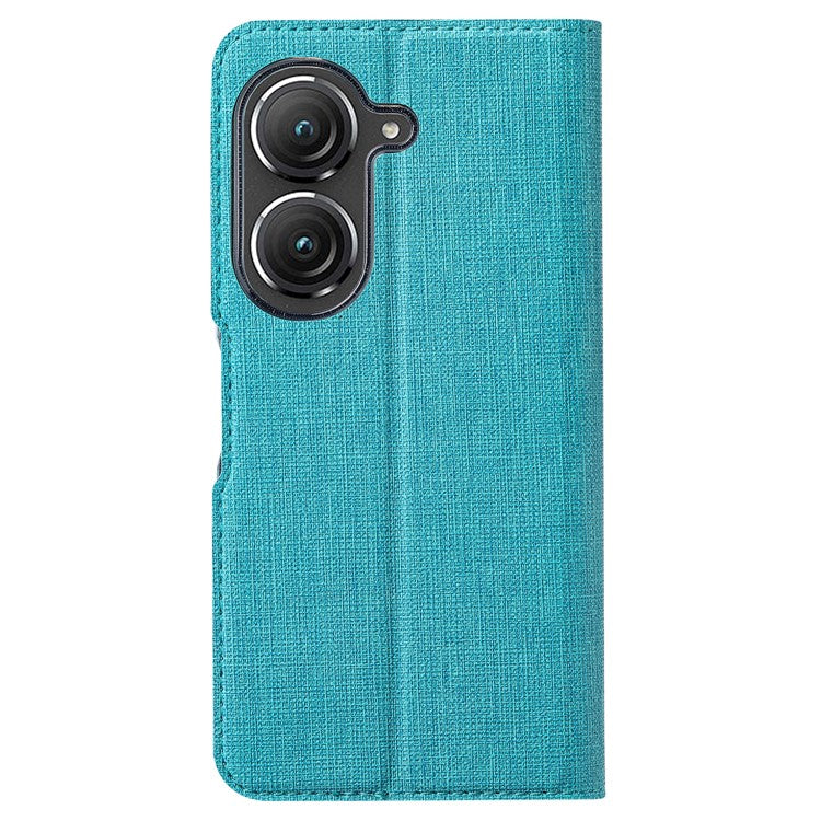 VILI DMX Series Phone Case for Asus Zenfone 9 5G, Full Protection PU Leather Phone Shell Stand Cover with Card Slot - Blue