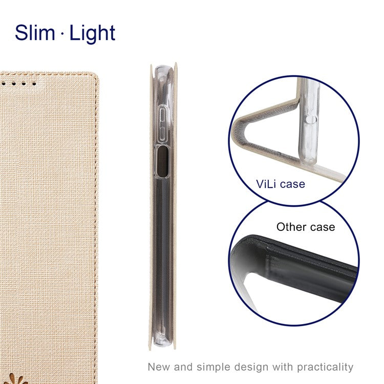 VILI DMX Series Phone Case for Asus Zenfone 9 5G, Full Protection PU Leather Phone Shell Stand Cover with Card Slot - Khaki